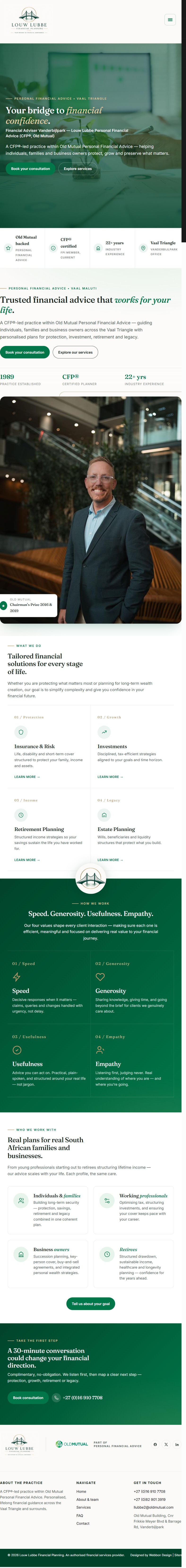 Louw Lubbe Personal Financial Advice tablet view