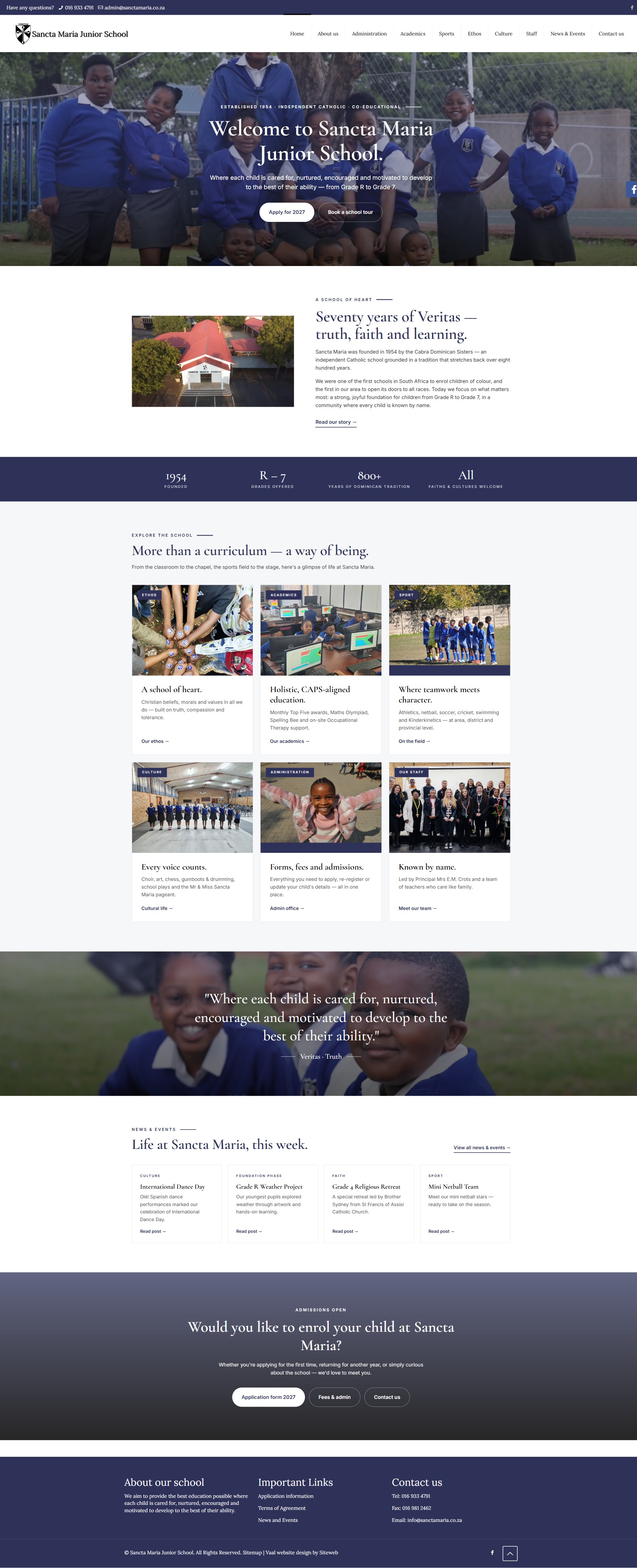 Sancta Maria Junior School desktop view