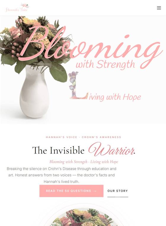 Crohn's Awareness tablet view — responsive website design by Webbon Design