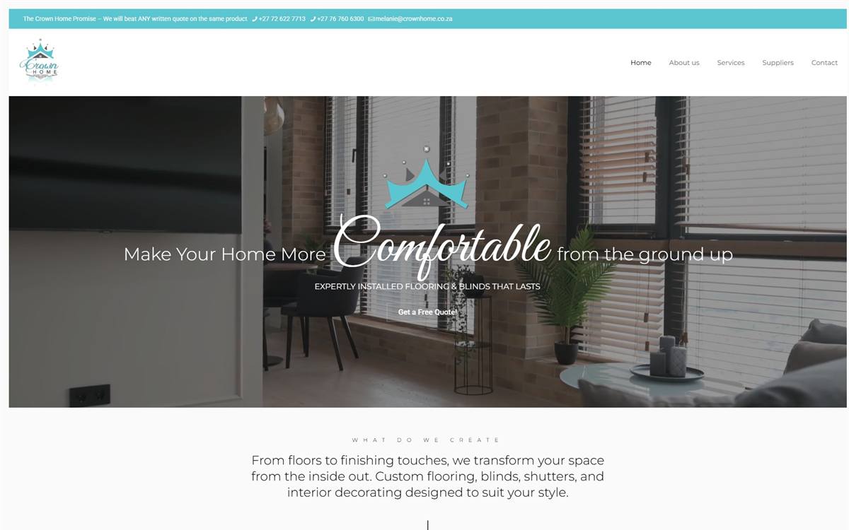 Small business website design Edenvale — Crown Home Flooring & Blinds website by Webbon Design