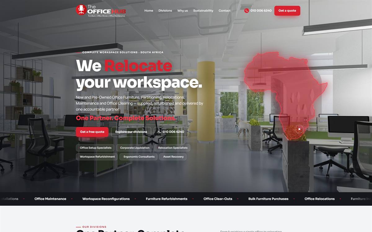 Website design Edenvale — The Office Hub desktop website with online shop by Webbon Design