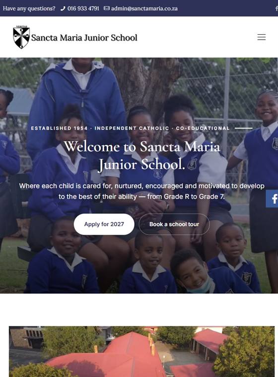 Sancta Maria tablet view — responsive website design by Webbon Design