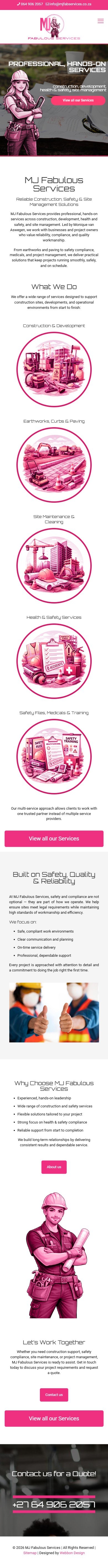 MJ Fabulous Services mobile view