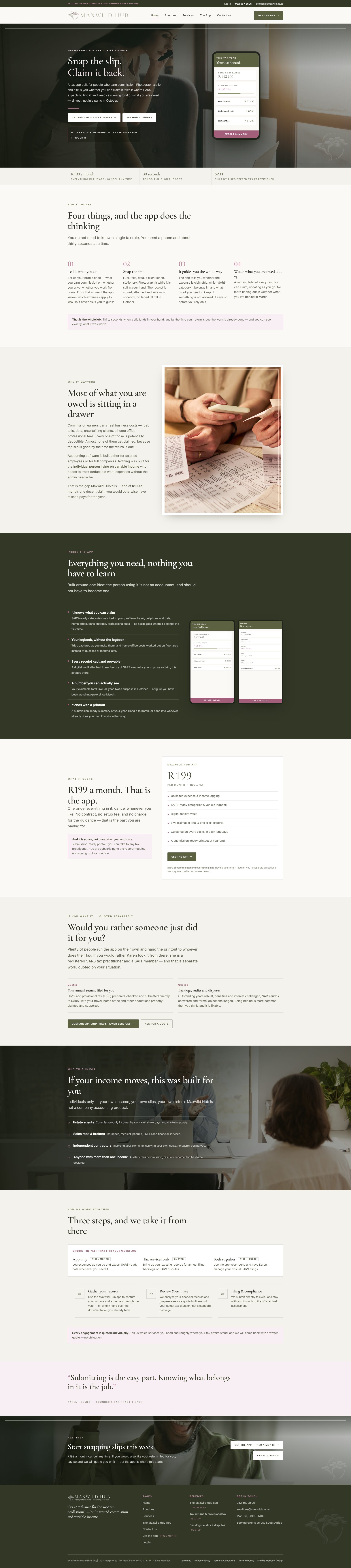 Maxwild Hub desktop view